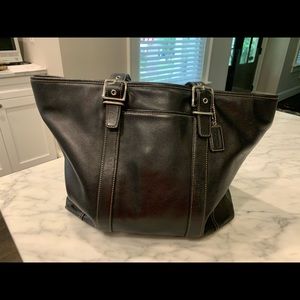 Black Leather Coach Tote